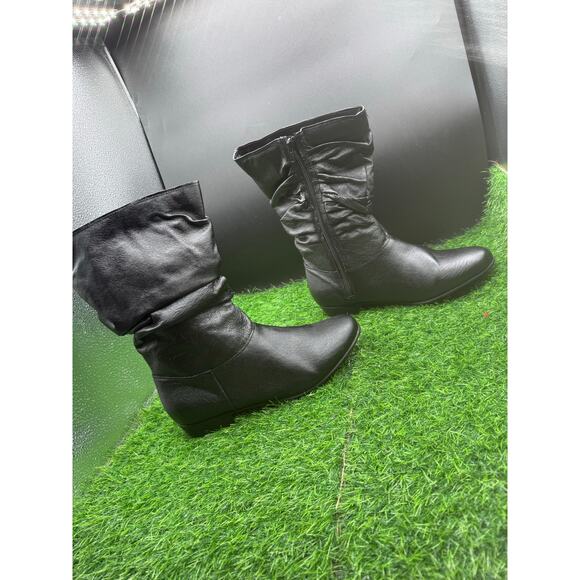 Faux Leather - Black -Slouch Boots-Size 10W - Picture 4 of 10